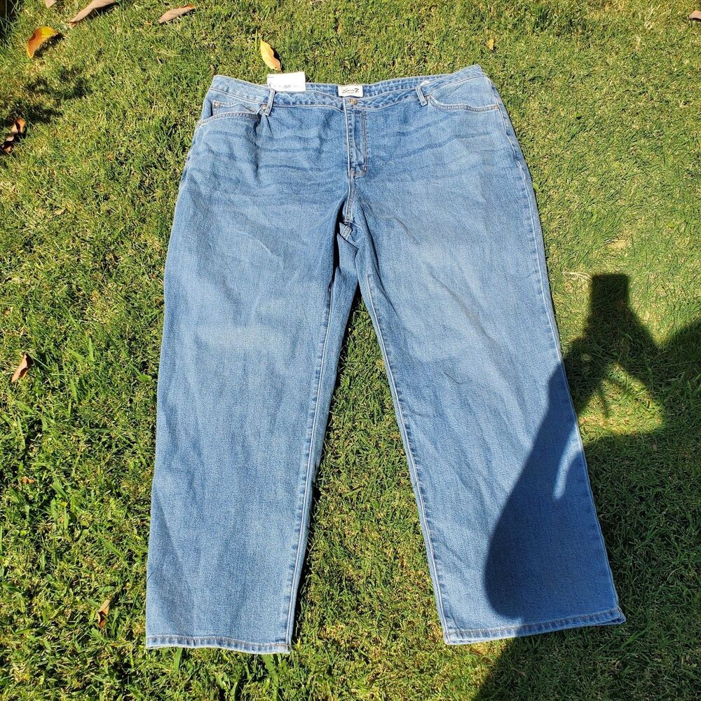 New Seven7 light wash Loose Straight Jeans Size 24W NWT MSRP $98.00
